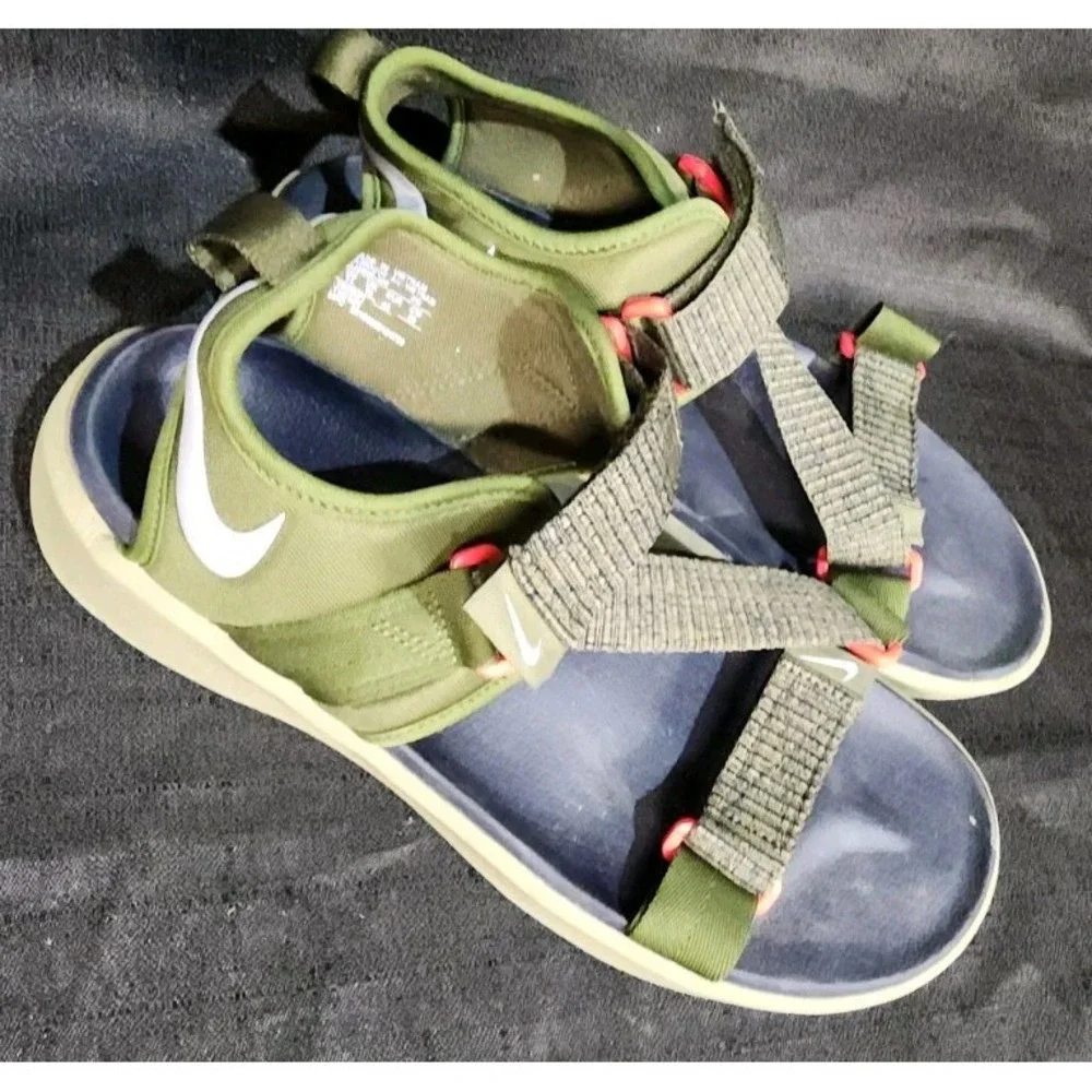 MEN`S‎ NIKE VISTA SANDAL NA SIZE 11  BOUROUGH Olive GREEN/GRAY EUC